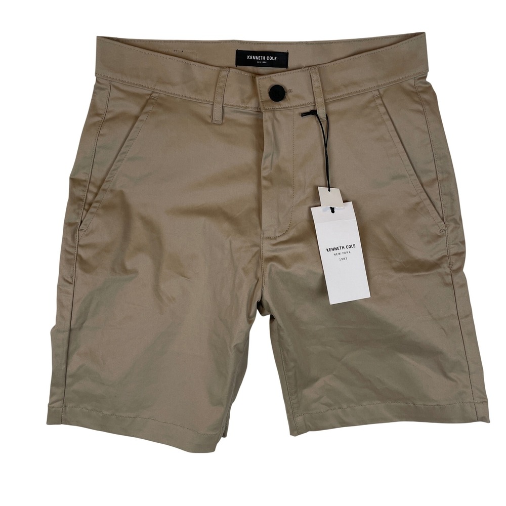 Kenneth Cole New York Men Tan Chino Shorts Flat‎ Front Size 28